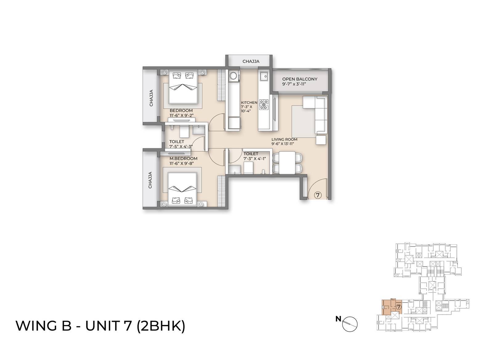 Wing B Floor Plan unit 7